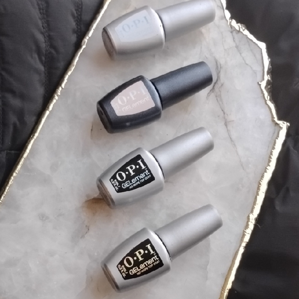 OPI Gelement Nail Polish Collection-1 Base, 1 glazed Donut, 2 No Wipe Top Coats